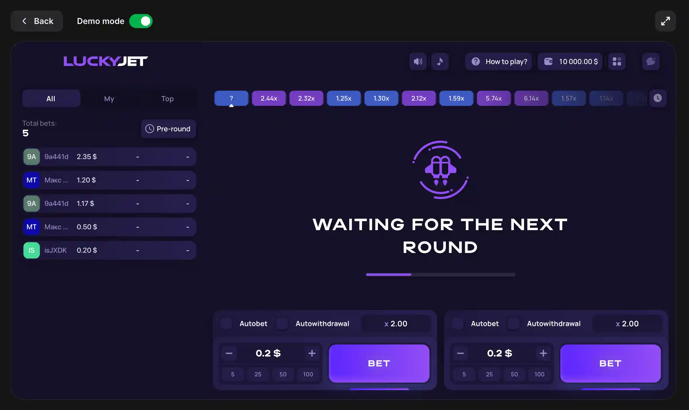 Crystal Roll account dashboard en spelersinstellingen