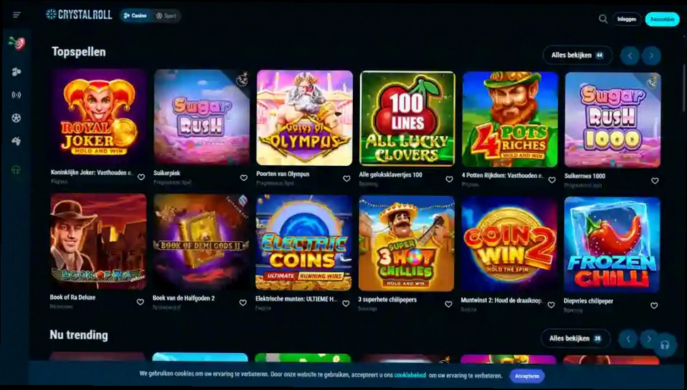 Crystal roll casino welkomstbonus tot €450 + 250 gratis spins
